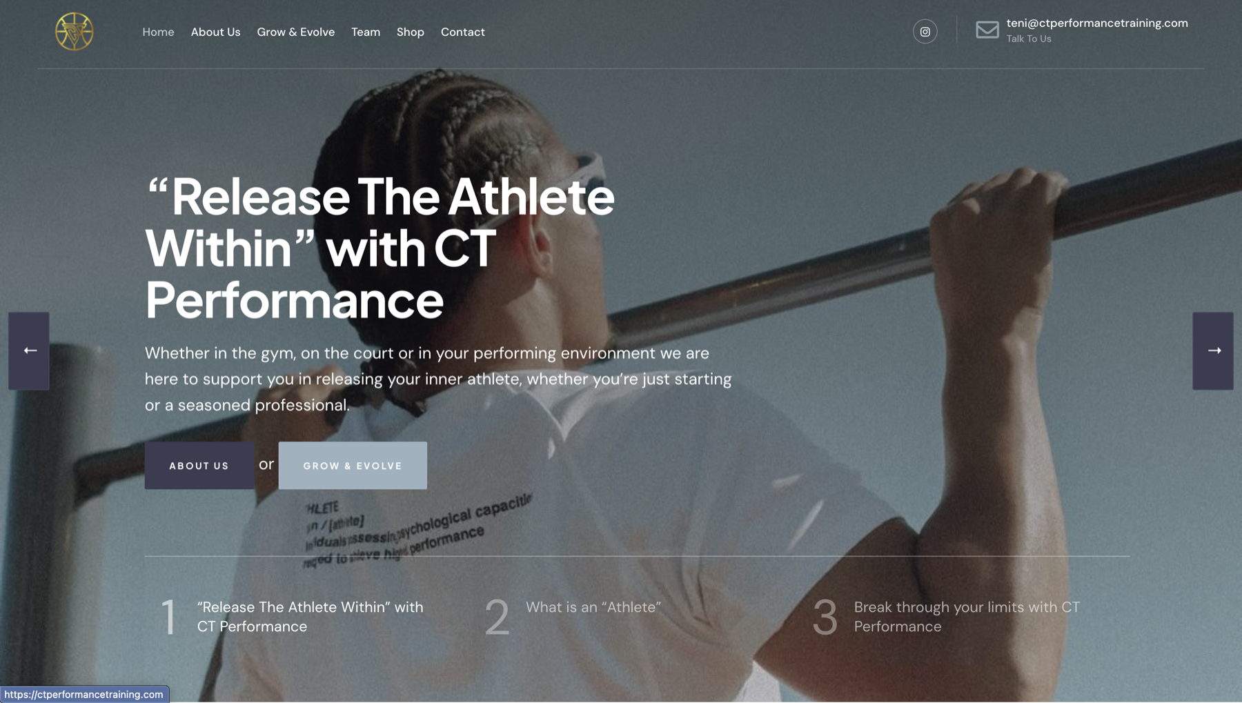 CT Performance Training homepage screenshot